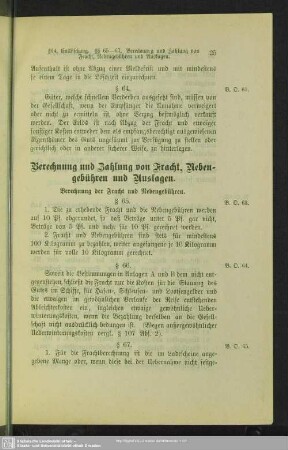 Berechnung und Zahlung von Fracht, Nebengebühren und Auslagen