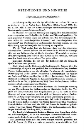 Rezensionen und Hinweise : Allgemeine Hilfsmittel, Quellenkunde