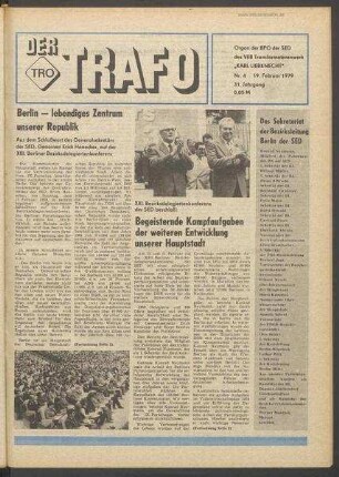 TRO-Betriebszeitung 'Der Trafo'; Nr. 4/1979 (19. Februar 1979)