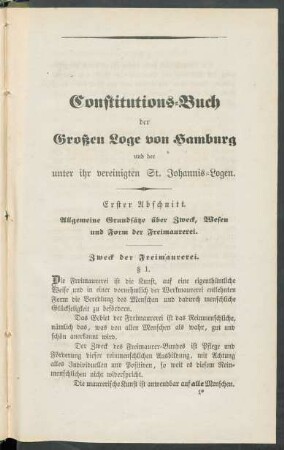 Constitutions-Buch der Großen Loge von Hamburg und der unter ihr vereinigten St. Johannis-Logen.