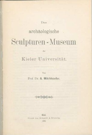 Das archäologische Sculpturen-Museum der Kieler Universität