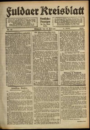 Ausgabe vom Mittwoch, den 19. Februar 1919.