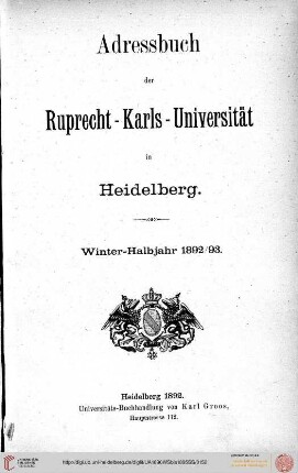 Wintersemester 1892/1893