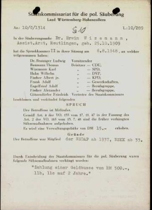 Wizemann, Erwin, Dr.