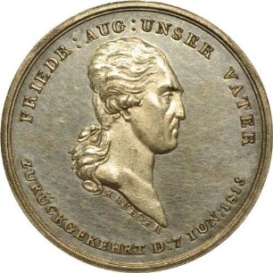 König Friedrich August I. - Seine Rückkehr nach Dresden, von der Stadt Pirna gewidmet