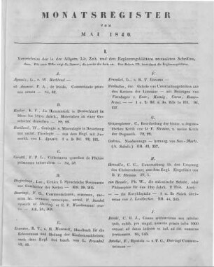 Monatsregister vom Mai 1840