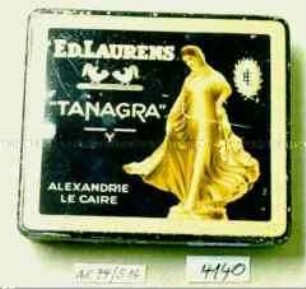 Blechdose für 20 Stück Zigaretten "ED. LAURENS 'TANAGRA' ALEXANDRIE LE CAIRE"