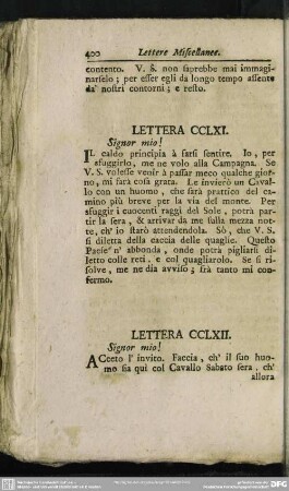 Lettera CCLXI. Signor mio!