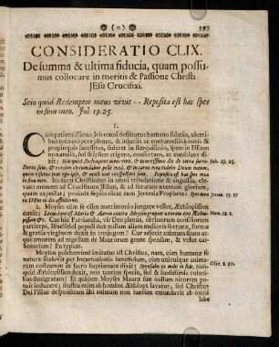 599-605, Consideratio CLIX. De summa & ultima fiducia, quam possumus collocare in meritis & Passione Christi Jesu Crucifixi. Consideratio CLX. De Pretioso Sanguine D. N. J. Christi Crucifixi, optimo pro liberandis animabus purgantibus remedio.