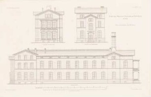 Städtisches Allgemeines Krankenhaus, Berlin-Friedrichshain: Ansichten Pavillon zweistöckiger Pavillon (aus: Atlas zur Zeitschrift für Bauwesen, hrsg. v. G. Erbkam, Jg. 25, 1875)