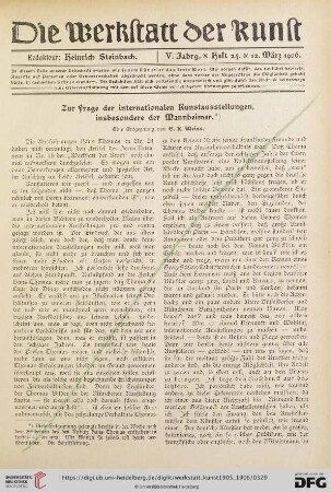 Zur Frage der internationalen Kunstausstellungen, insbesondere der Mannheimer : eine Entgegnung