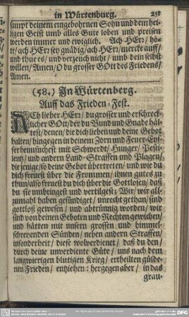 (58.) Zu Würtenberg. Auff das Frieden-Fest