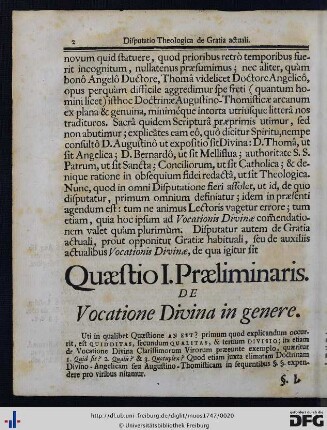 Quaestio I. De Vocatione Divina in genere.