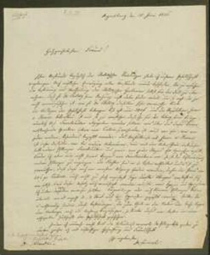 Brief von August Emanuel Fürnrohr an Christian Ferdinand Hochstetter