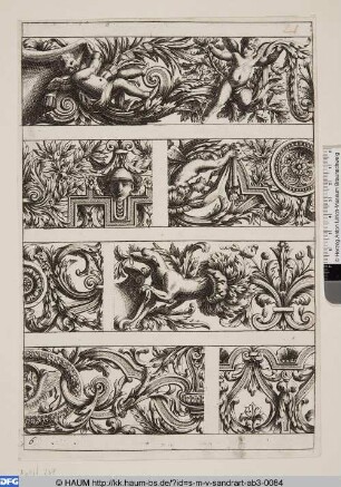Teilstücke von Ornamentfriesen in vier Reihen