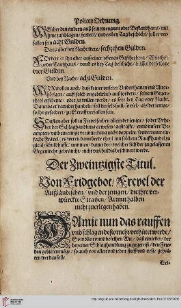 Titul 20. Von Friedgebott/Frävel der Außländischen ...