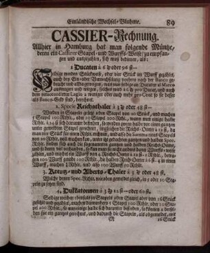 Cassier-Rechnung.