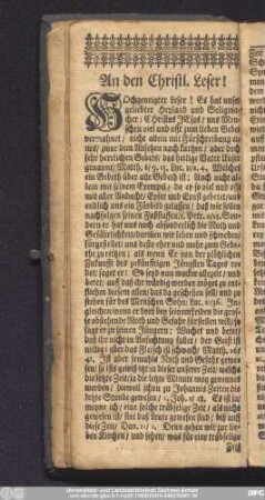 An den Christl. Leser!