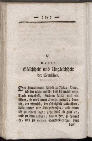 V. Ueber Gleichheit und Ungleichheit der Menschen.