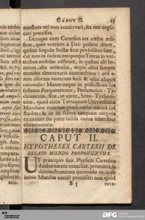 Caput II. Hypotheses Cartesii De Creato Mundo Proponuntur