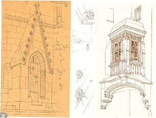 Lange, Ludwig; Lange - Archiv: IV.2 Gotik in Deutschland - Portale, u. a. "Cathédrale de Ratisbonne" (Perspektive, Teilansicht, Details)