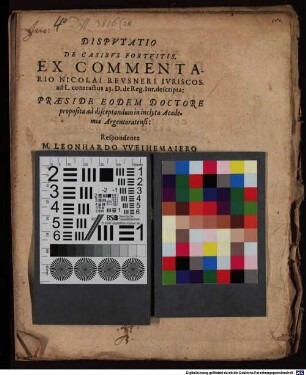 Dispvtatio De Casibvs Fortvitis : Ex Commentario Nicolai Revsneri ... ad L. contractus 23. D. de Reg. Iur. descripta
