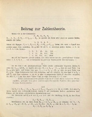 Beitrag zur Zahlentheorie