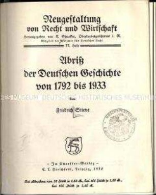Abriß der Deutschen Geschichte von 1792 bis 1933
