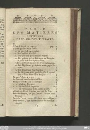 Table Des Matieres Contenues Dans Ce Petir Traite.