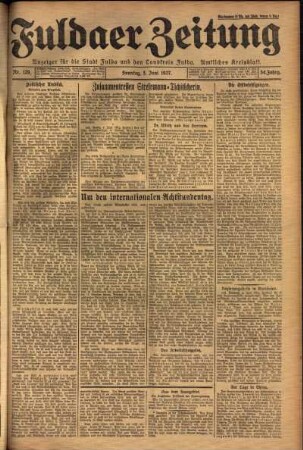 Erste Ausgabe vom Sonntag, den 05. Juni 1927.