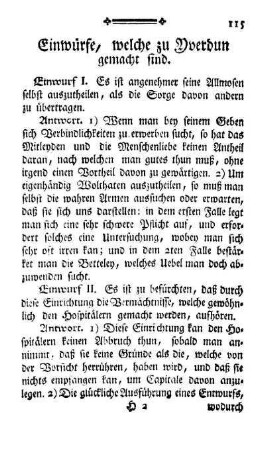 Einwürfe, welche zu Yverdun gemacht sind