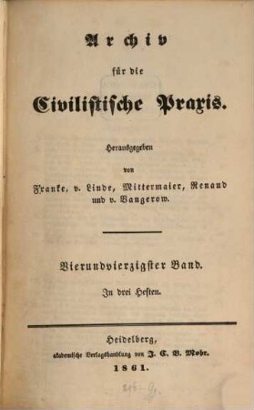Archiv für die civilistische Praxis. 44. 1861