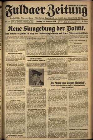 Erste Ausgabe vom Freitag, den 23. Februar 1934.