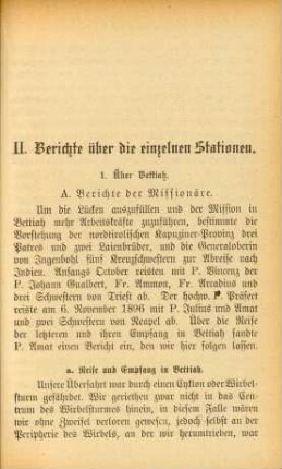 II. Berichte über die einzelnen Stationen