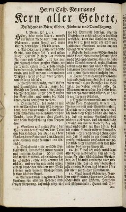 Herrn Casp. Neumanns Kern aller Gebete, Bestehend in Bitte, Gebet, Fürbitte und Dancksagung.