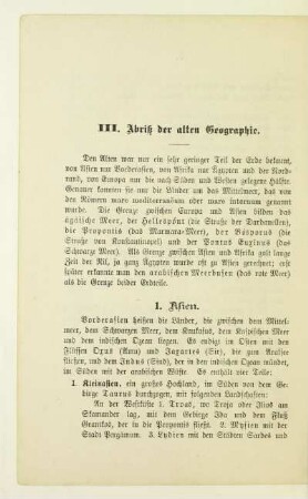 III. Abriß der alten Geographie