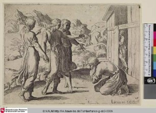 [Abraham adorant les trois anges; Abraham kniet vor den drei Engeln]