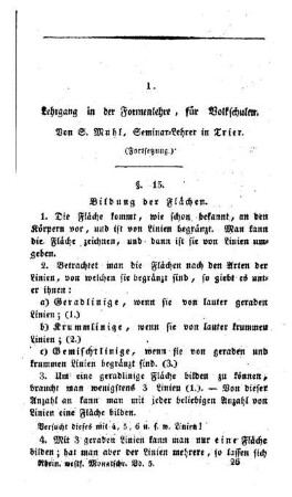 Lehrgang in der Formenlehre, für Volkschulen : (Fortsetzung.)