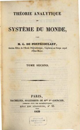 Théorie analytique du système du monde, 2