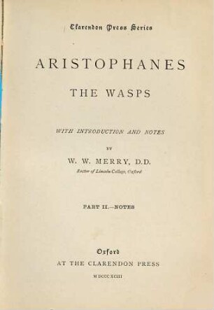 The Wasps, 2. Notes