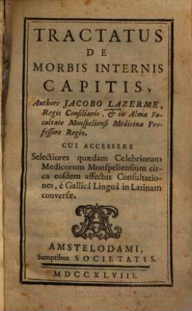 Tractatus de morbis internis capitis