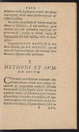 I. Methodi Et Summae Artium.