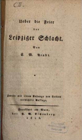 Über die Feier der Leipziger Schlacht