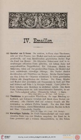 IV. Emaillen (Nr. 642-653)