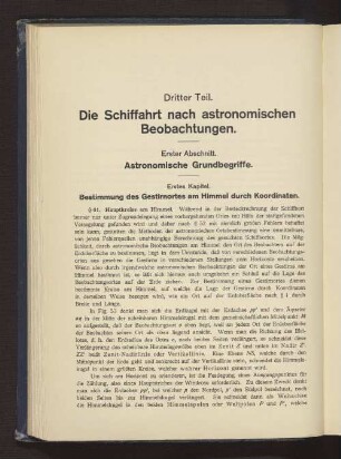 Dritter Teil. Die Schiffahrt nach astronomischen Beobachtungen.