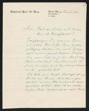 Brief von Ismar Boas an Gerhart Hauptmann