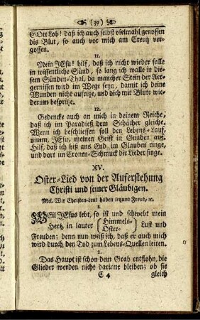XV. Oster-Lied von der Auferstehung Christi und seiner Gläubigen.