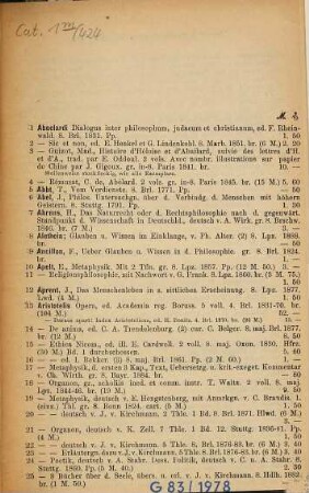 Katalog der Buch- und Antiquariats-Handlung von Theodor Ackermann, Promenadeplatz 10 in München, 424. Philosophie