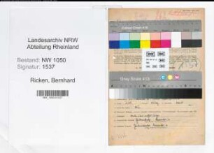 Entnazifizierung Bernhard Ricken , geb. 23.11.1878 (Architekt)