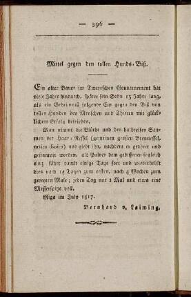 Mittel gegen den tollen Hunds-Biß